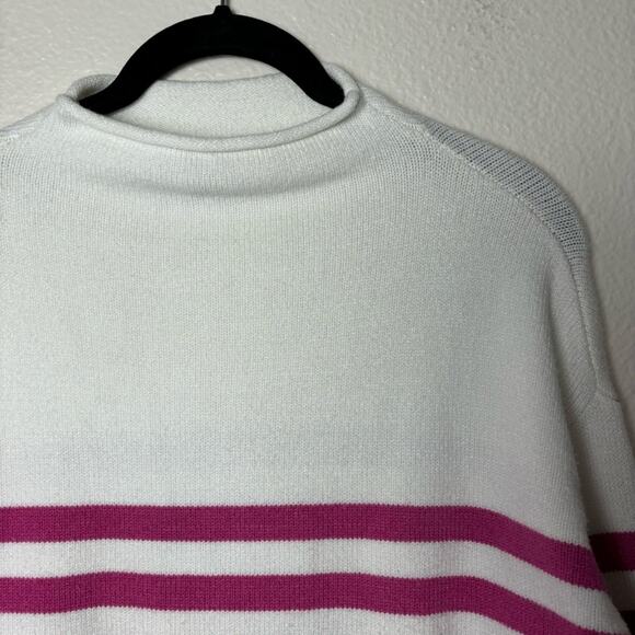Truth by Republic Sweater Women's Size Medium Mock Neck White w/ Pink Stripes - Picture 12 of 16